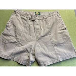 Cabelas khaki women's‎ cargo cotton shorts 18 pockets outdoor hiker preppy
